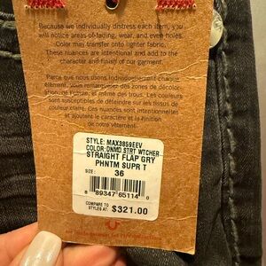 True Religion Gray Straight Leg Jeans